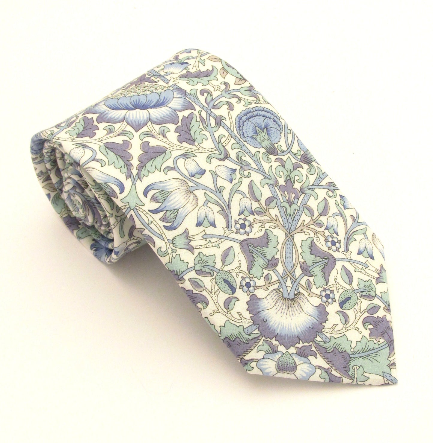 Lodden Blue Cotton Tie Made with Liberty Fabric