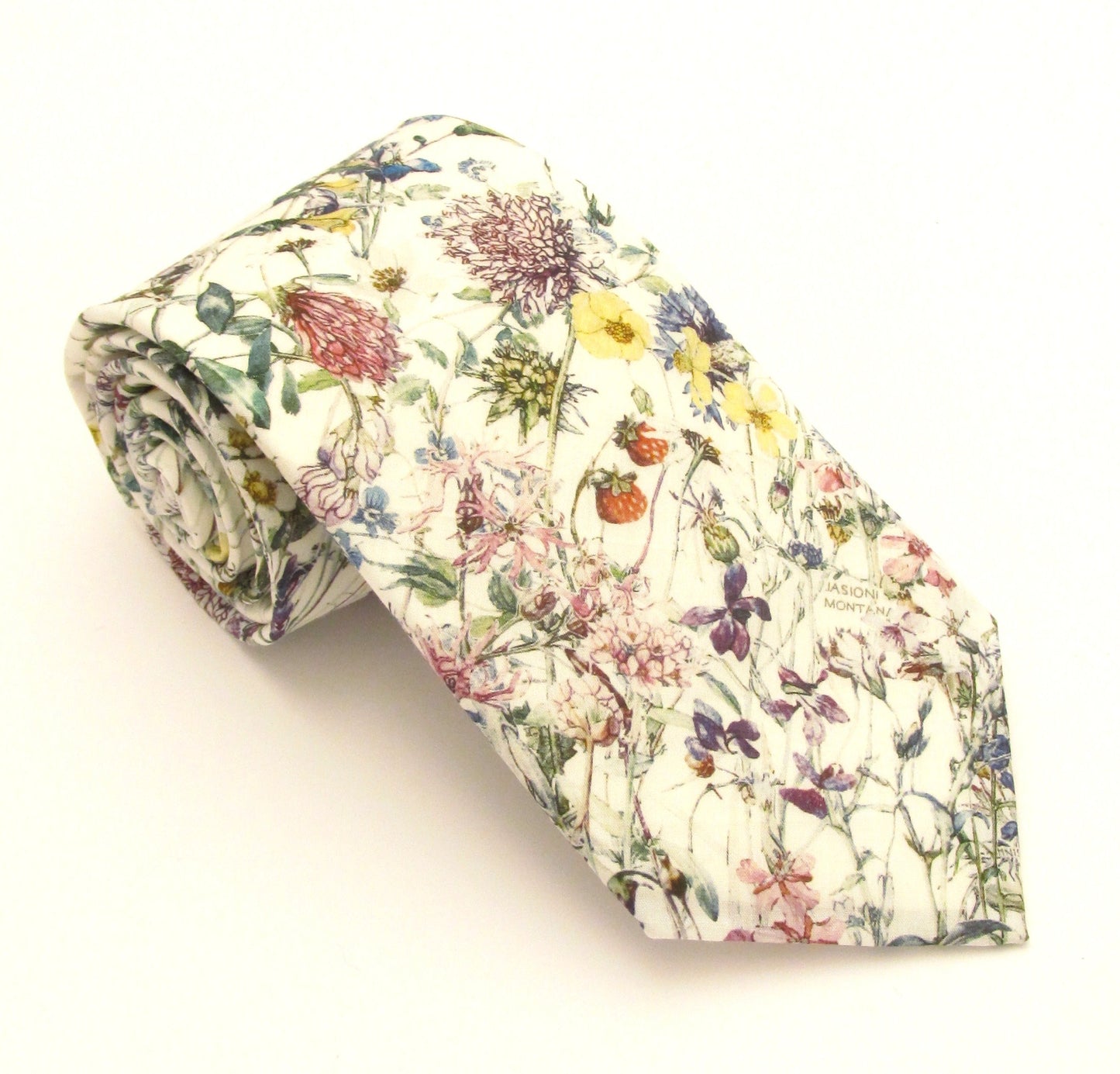 Wild Flowers Ivory Cotton Tie Made with Liberty Fabric 
