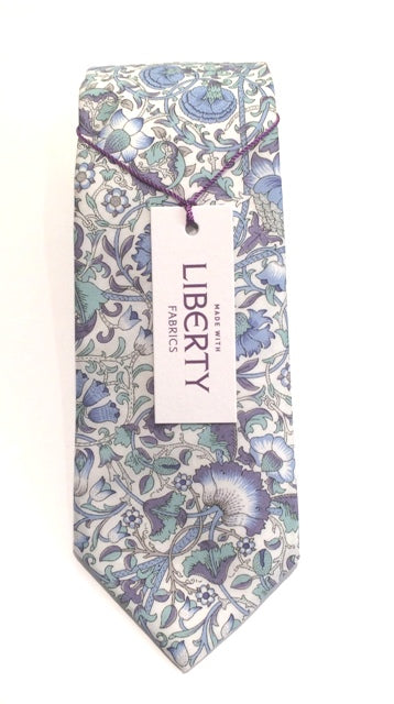 Lodden Blue Cotton Tie Made with Liberty Fabric