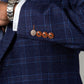 Man wearing men's CHIGWELL - Blue Tweed Check Blazer - Marc Darcy Menswear