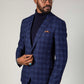 Man wearing men's CHIGWELL - Blue Tweed Check Blazer - Marc Darcy Menswear