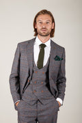 Man wearing men's JENSON - Grey Check Blazer - Marc Darcy Menswear