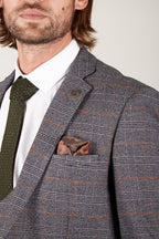 Man wearing men's JENSON - Grey Check Blazer - Marc Darcy Menswear
