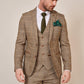 Man wearing men's TED - Tan Tweed Check Blazer - Marc Darcy Menswear