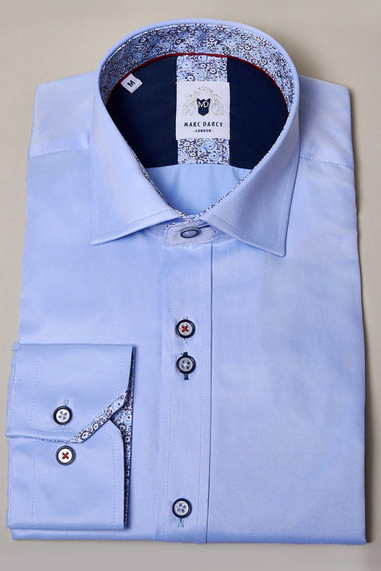 To view of ALFIE - Sky Blue Long Sleeve Shirt-Marc Darcy Menswear