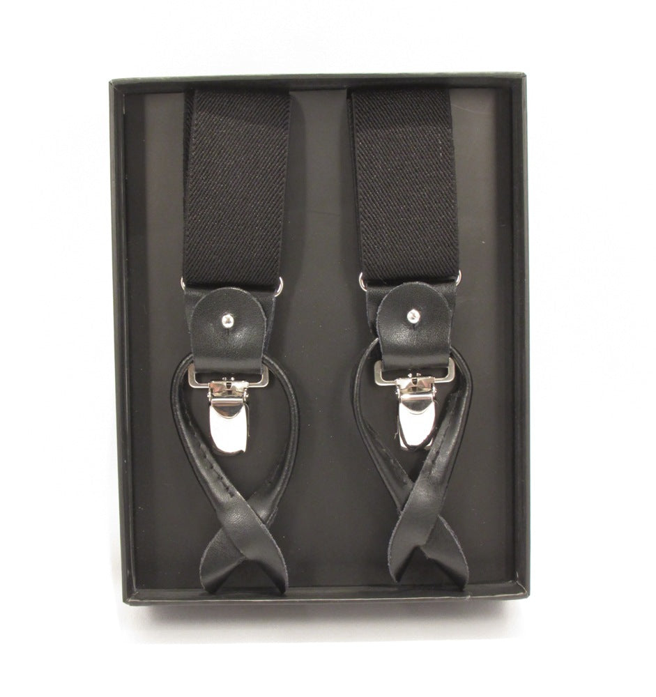 Black Leather End Trouser Braces