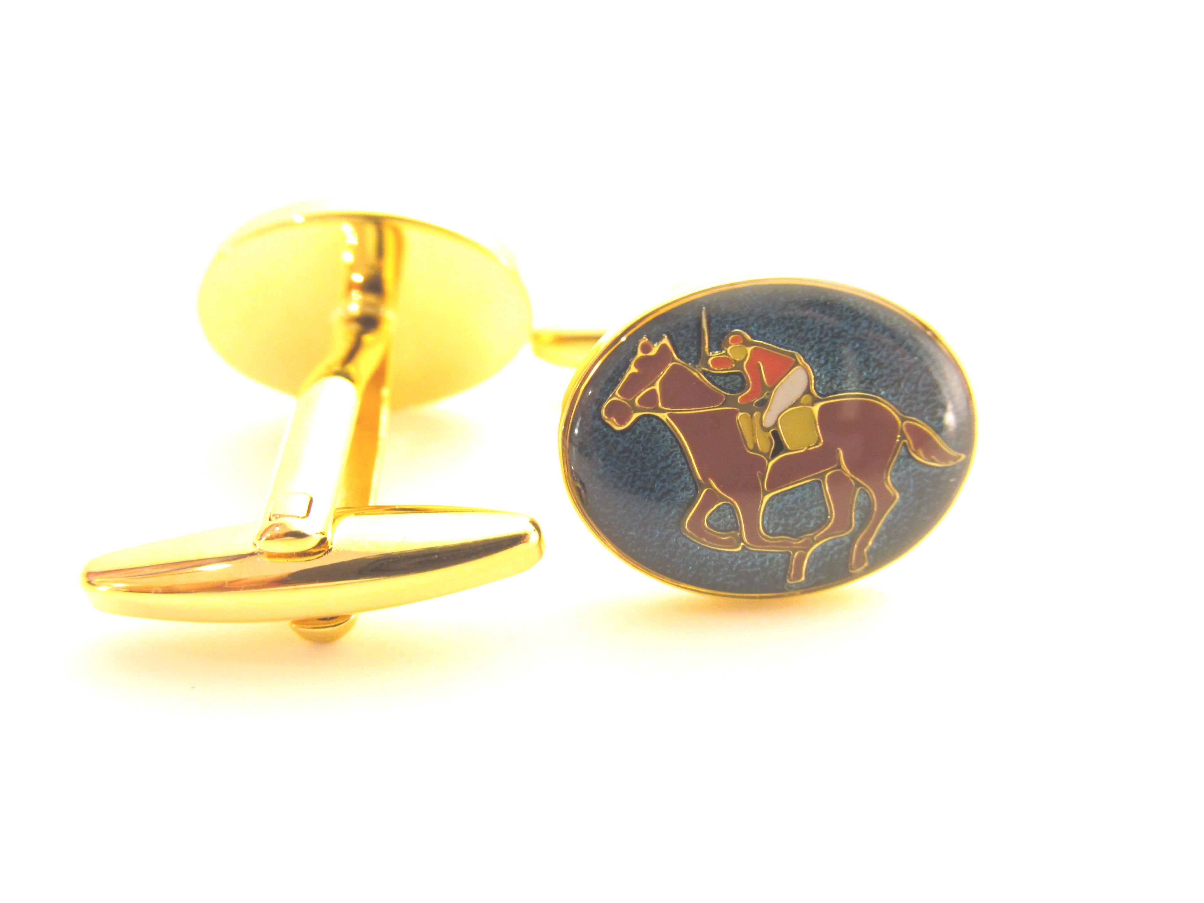 Van Buck Gold Horse Racing Novelty Cufflinks