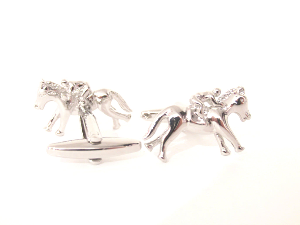 Van Buck Silver Jockey Horse Racing Novelty Cufflinks