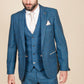 Man wearing men's DION - Blue Tweed Check Blazer - Marc Darcy Menswear