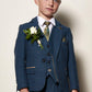 Boy Kid wearing DION - Childrens Blue Tweed Check Three Piece Suit-marcdarcy Menswear