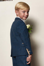 Boy Kid wearing DION - Childrens Blue Tweed Check Three Piece Suit-marcdarcy Menswear