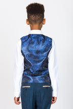 Boy Kid wearing DION - Childrens Blue Tweed Check Three Piece Suit-marcdarcy Menswear