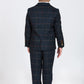 Boy Kid wearing ETON - Childrens Navy Blue Tweed Check Three Piece Suit-marcdarcy Menswear
