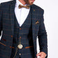 Man wearing men's ETON - Navy Blue Tweed Check Blazer - Marc Darcy Menswear