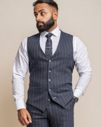Invincible Navy Pinstripe Trousers