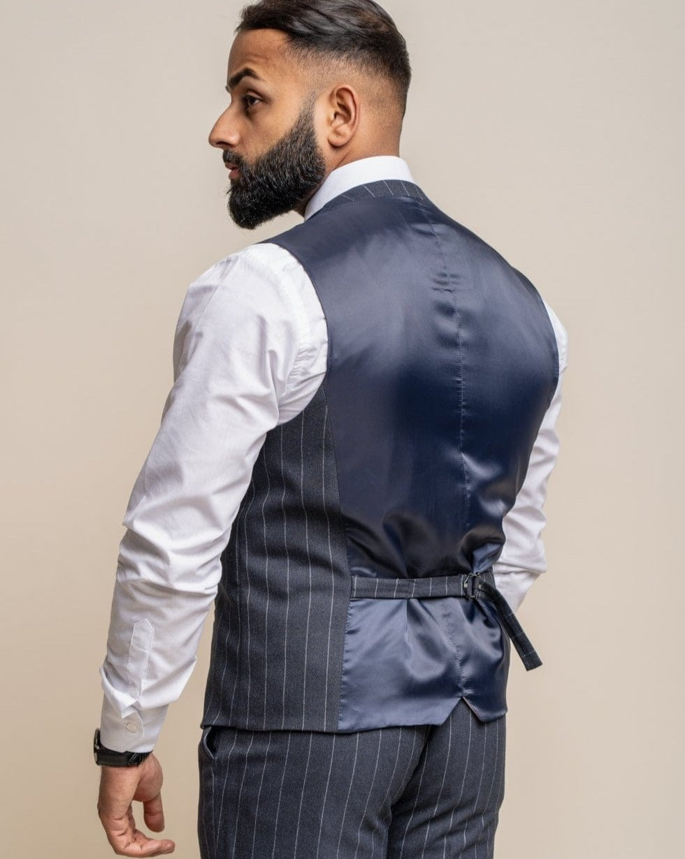 Invincible Navy Pinstripe Trousers