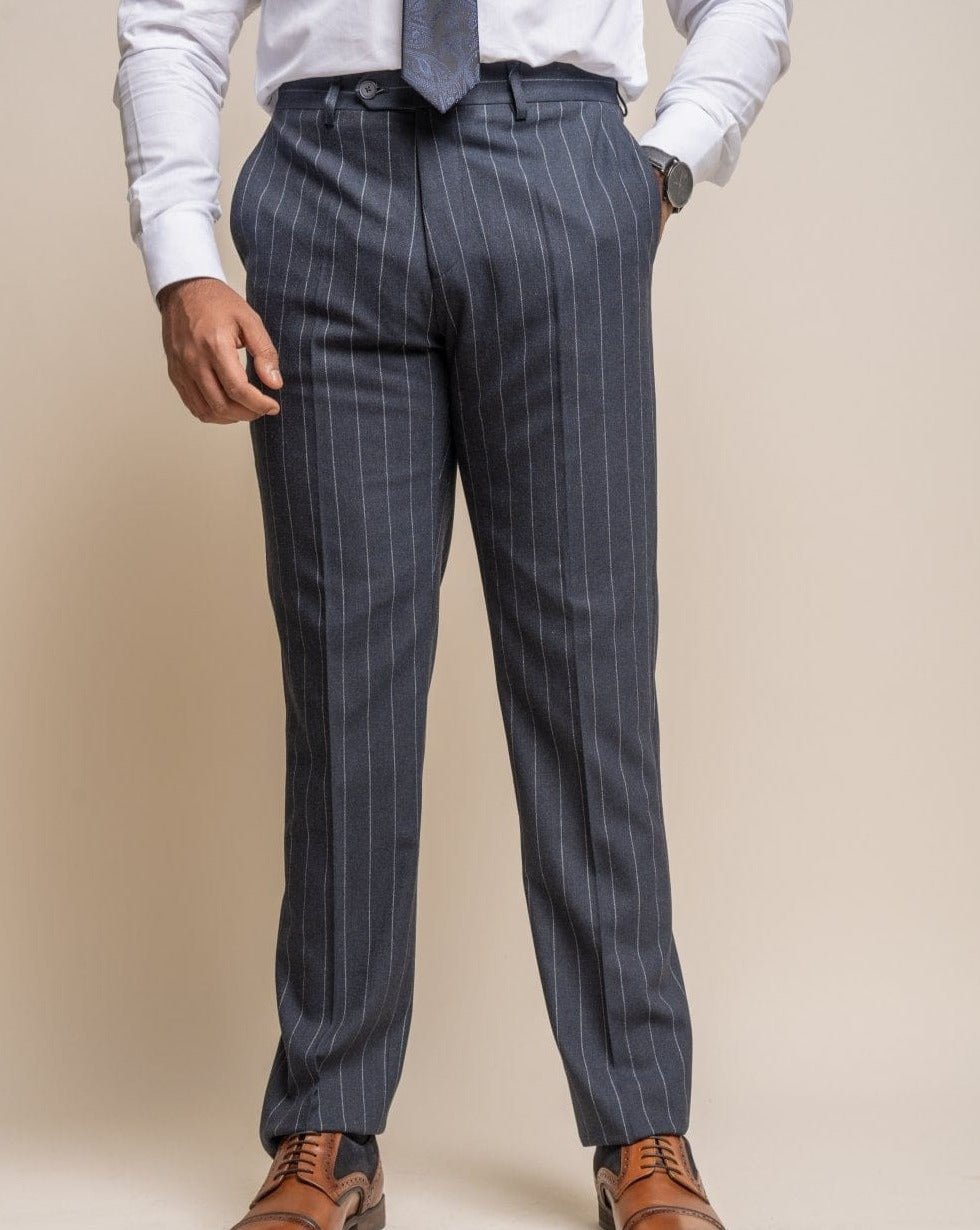 Invincible Navy Pinstripe Trousers