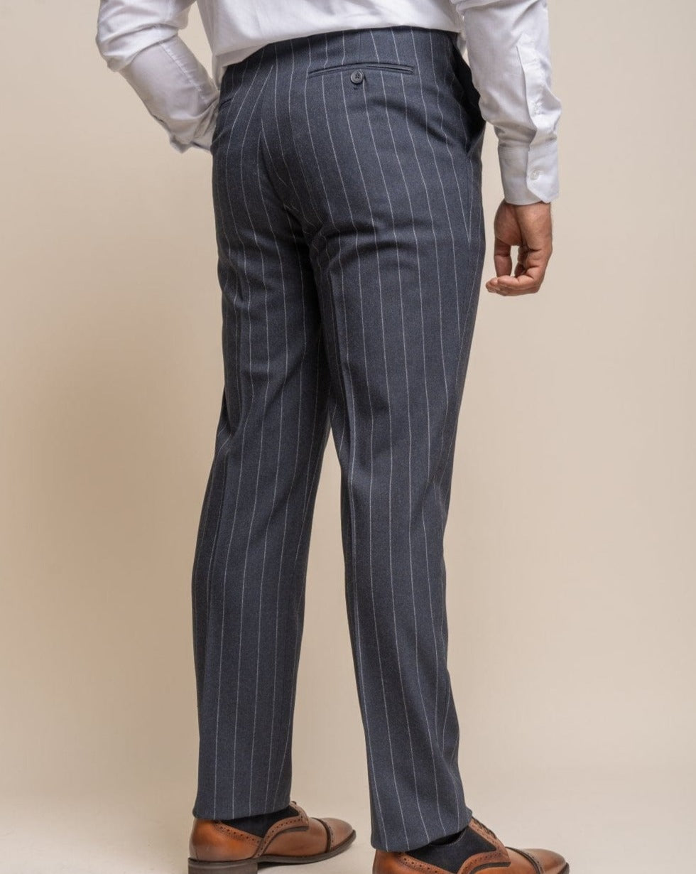 Invincible Navy Pinstripe Trousers