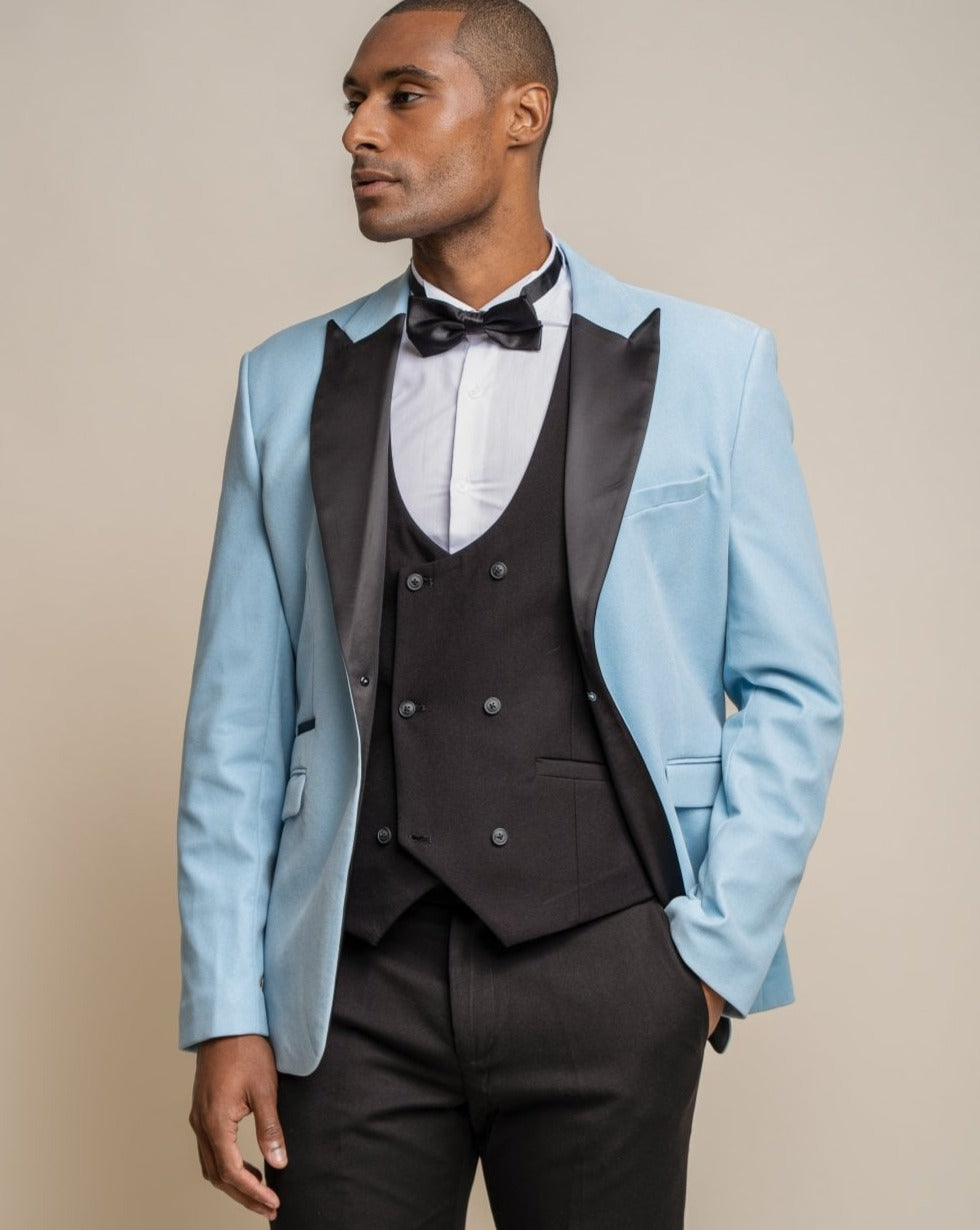 Sky Blue Velvet  Blazer- Rosa