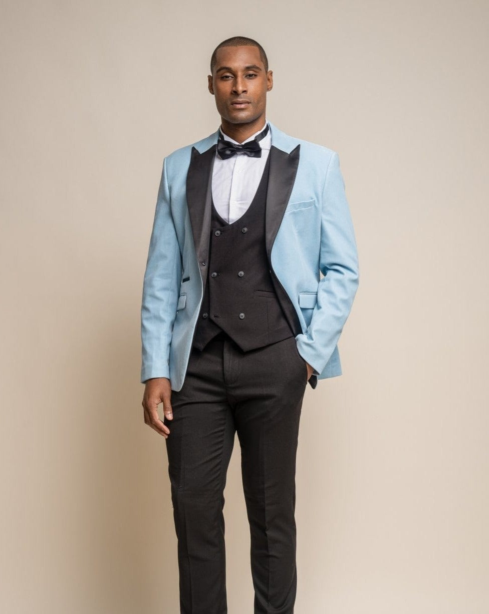 Sky Blue Velvet  Blazer- Rosa