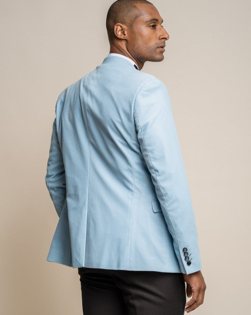 Sky Blue Velvet  Blazer- Rosa