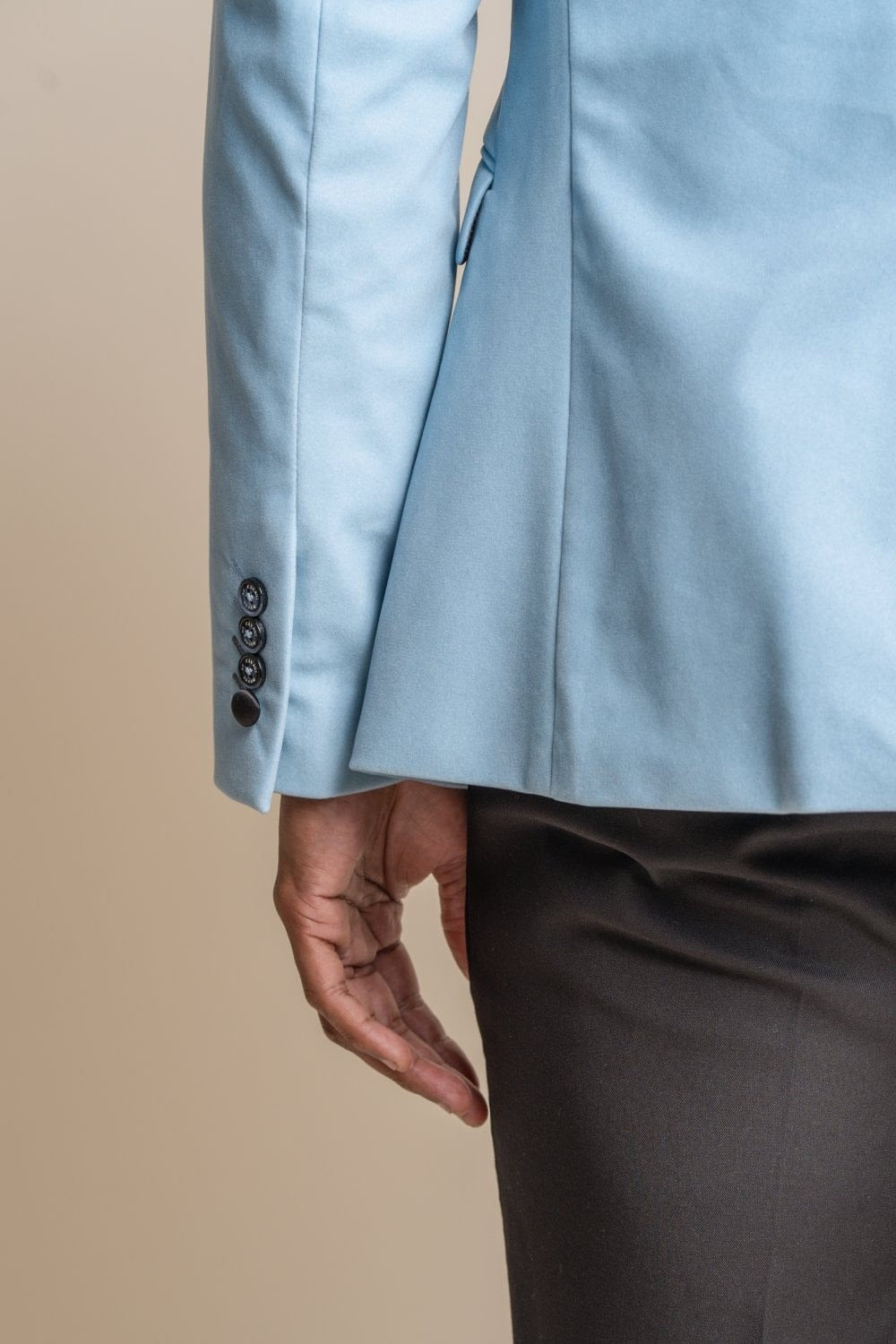 Sky Blue Velvet  Blazer- Rosa