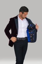 Wine Velvet Blazer- Rosa