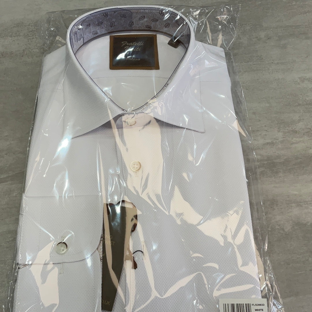 Fratelli White shirt with tan collar/leaf