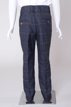 Boy Kid wearing JENSON - Childrens Marine Navy Check Suit-Marc Darcy Menswear