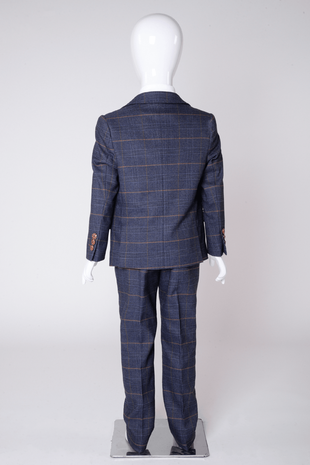 Boy Kid wearing JENSON - Childrens Marine Navy Check Suit-Marc Darcy Menswear