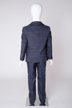 Boy Kid wearing JENSON - Childrens Marine Navy Check Suit-Marc Darcy Menswear