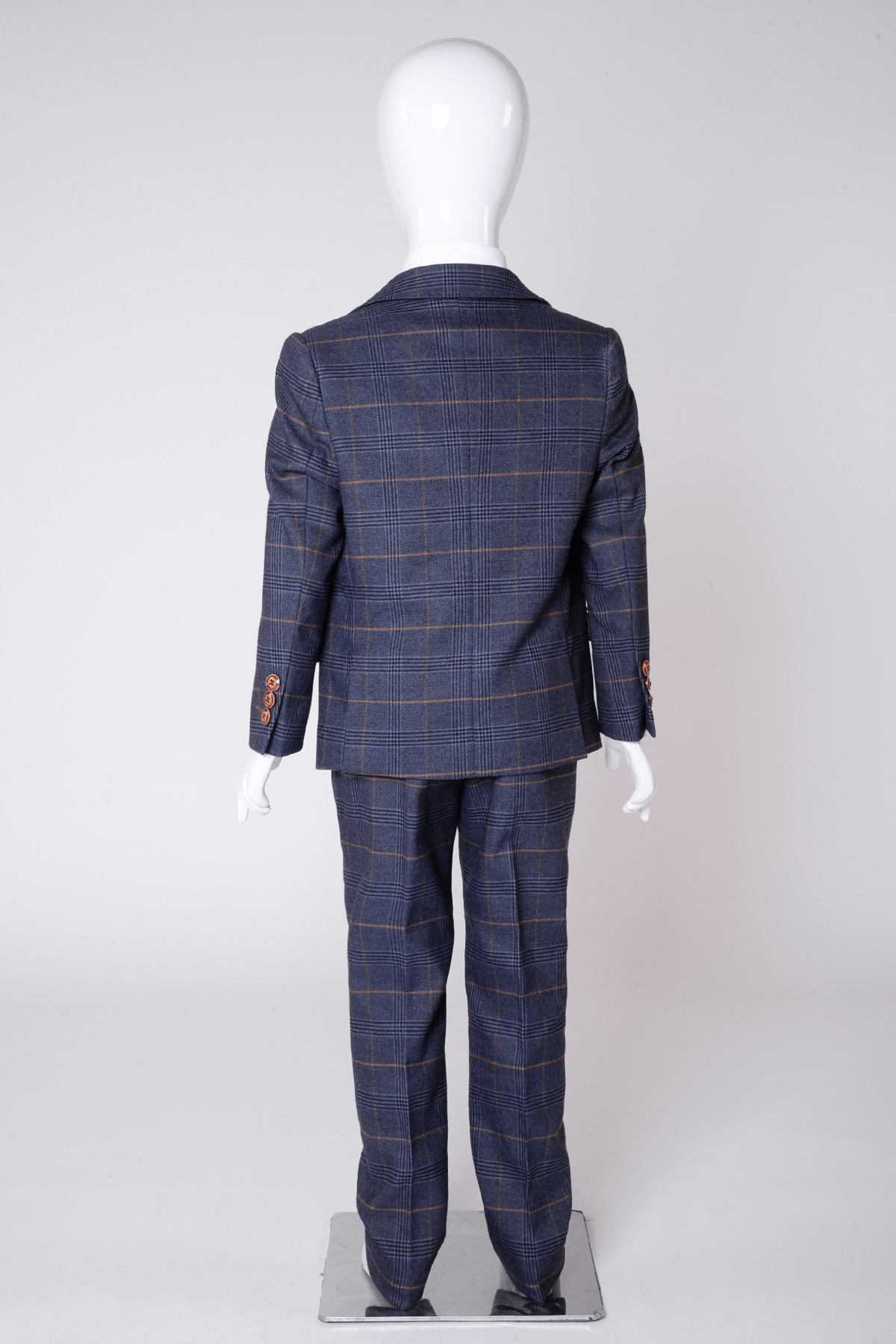 Boy Kid wearing JENSON - Childrens Marine Navy Check Suit-Marc Darcy Menswear