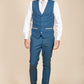 Man wearing men's LEN DION - Blue Tweed Check Waistcoat - Marc Darcy Menswear