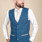 Man wearing men's LEN DION - Blue Tweed Check Waistcoat - Marc Darcy Menswear