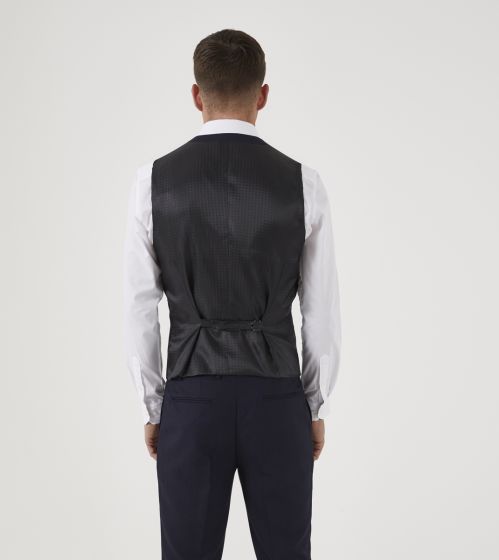 Newman Navy Self Check Dinner Suit Waistcoat