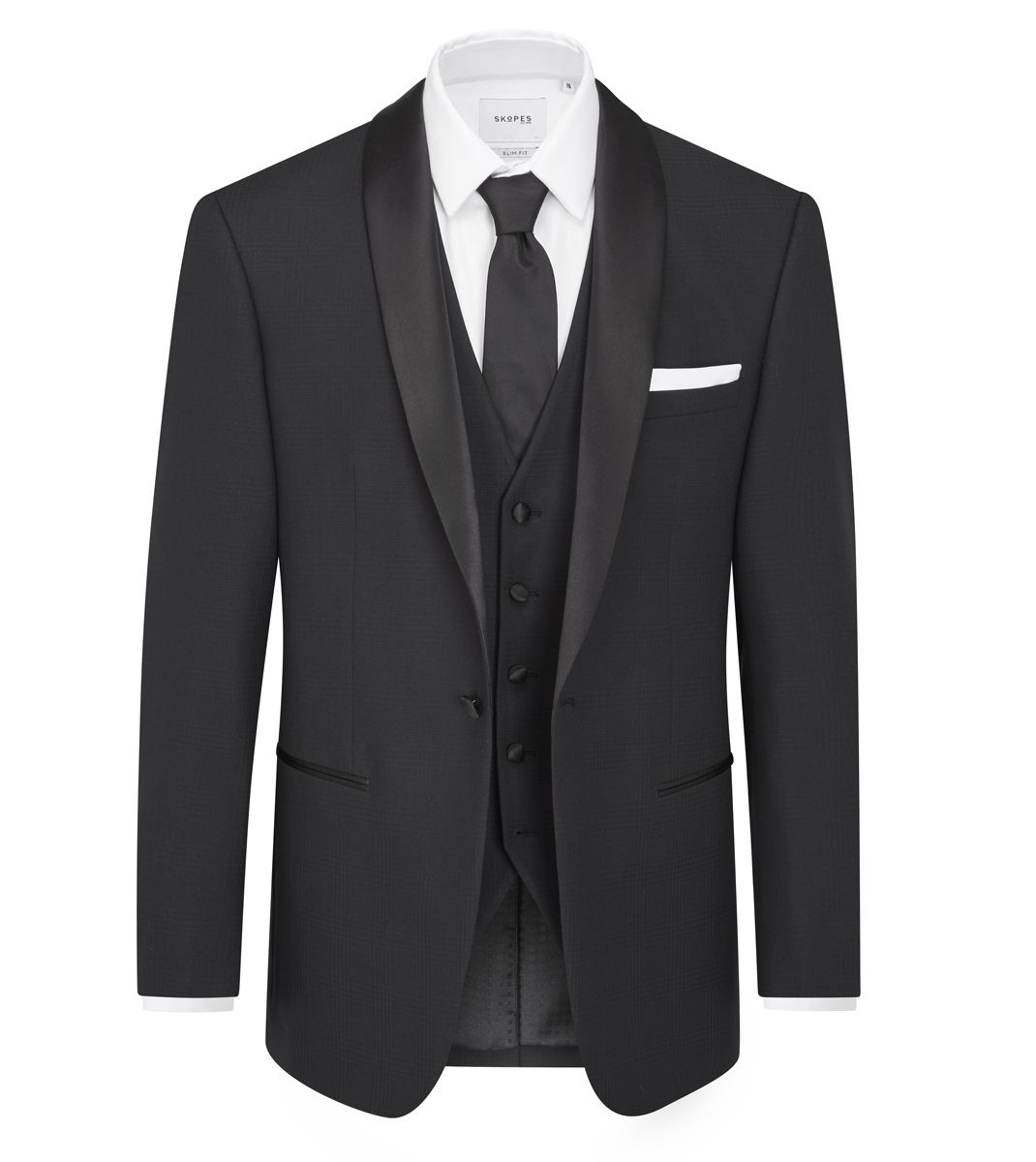 Newman Black Self Check Dinner Suit Jacket