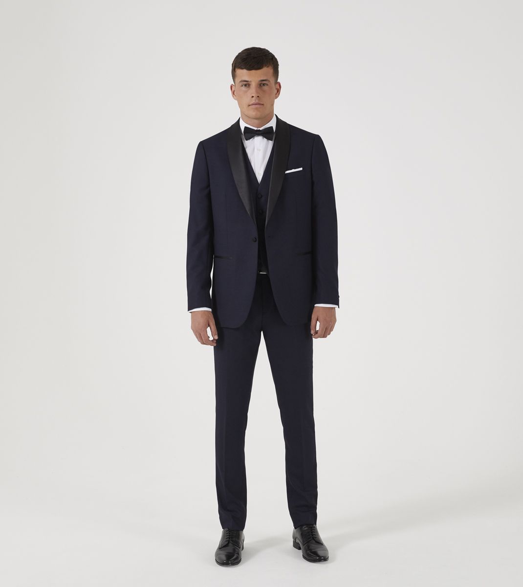 Newman Navy Self Check Dinner Suit Waistcoat