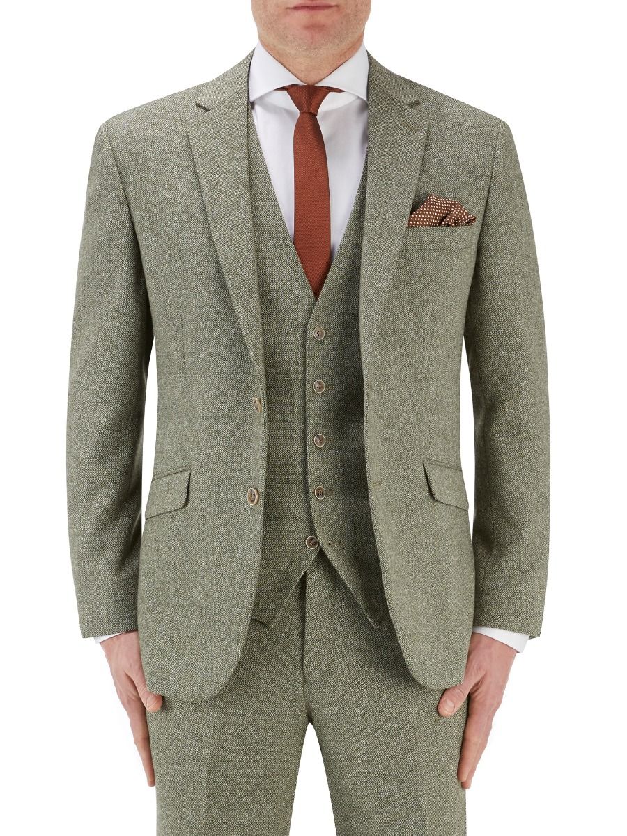 Jude Sage Herringbone Tweed Jacket