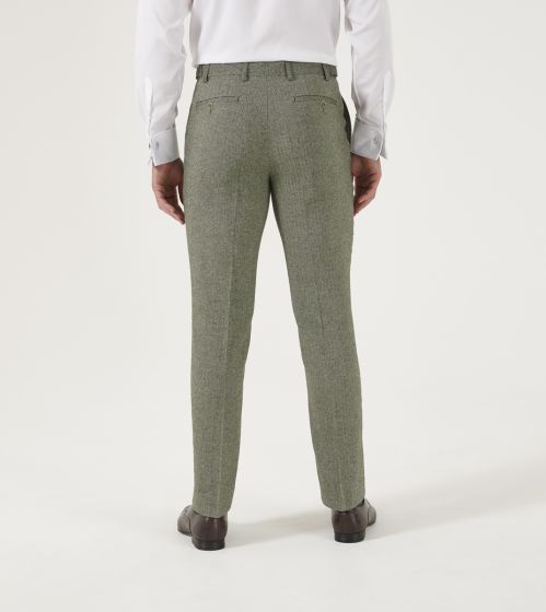 Jude Sage Herringbone Tweed Trousers