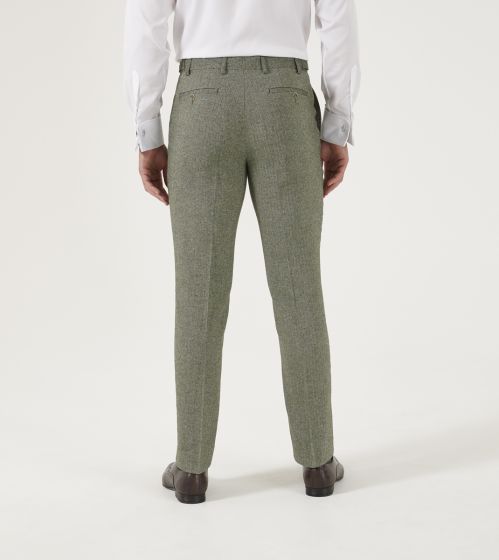 Jude Sage Herringbone Tweed Tappered Trousers