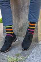 Socks - Black Small Striped Bamboo Socks