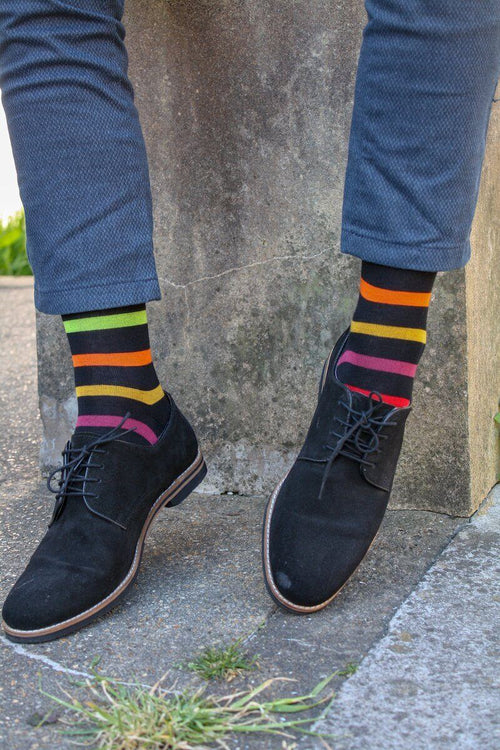 Socks - Black Small Striped Bamboo Socks