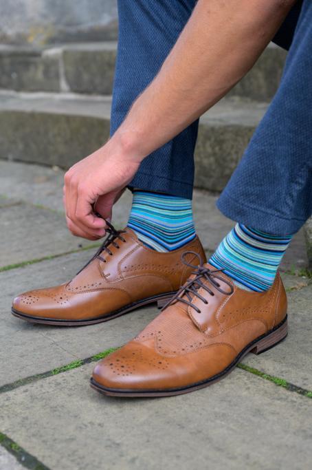 Socks - Navy And Blue Narrow Striped Bamboo Socks