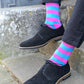 Socks - Pink And Blue Striped Bamboo Socks