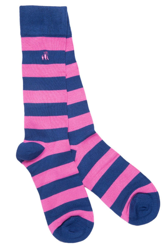 Socks - Rich Pink Striped Bamboo Socks