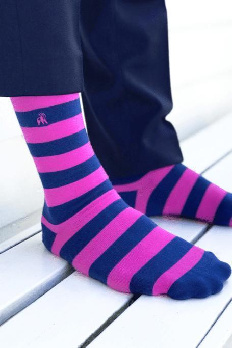 Socks - Rich Pink Striped Bamboo Socks
