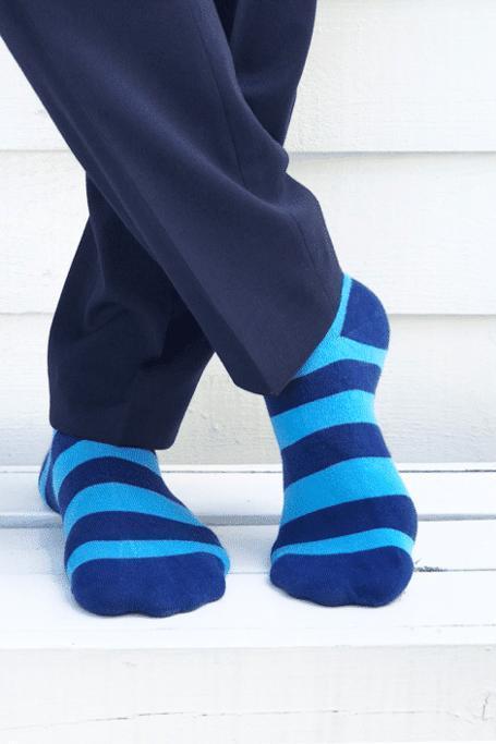 Socks - Sky Blue Striped Bamboo Socks