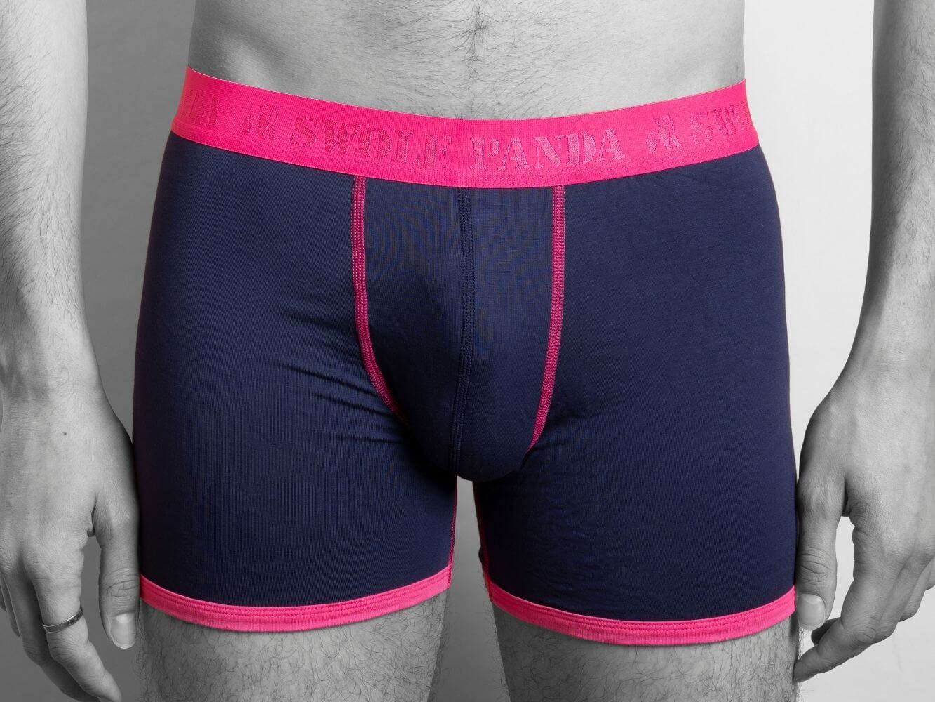 Underwear - Bamboo Boxers - Navy / Pink Band