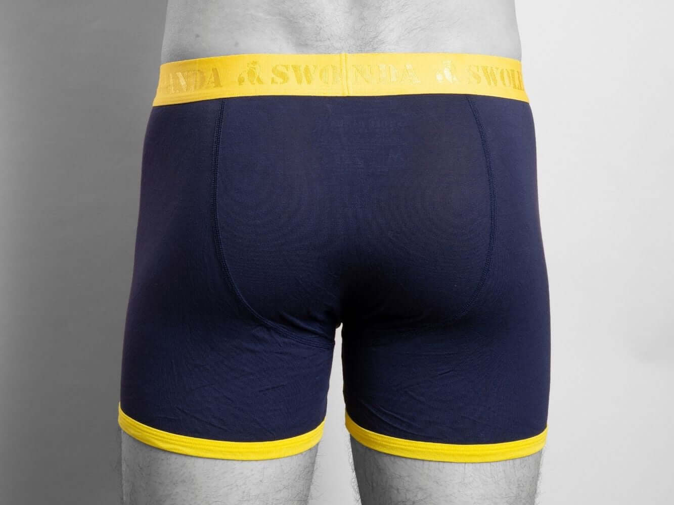 Underwear - Bamboo Boxers - Navy / Yellow Band